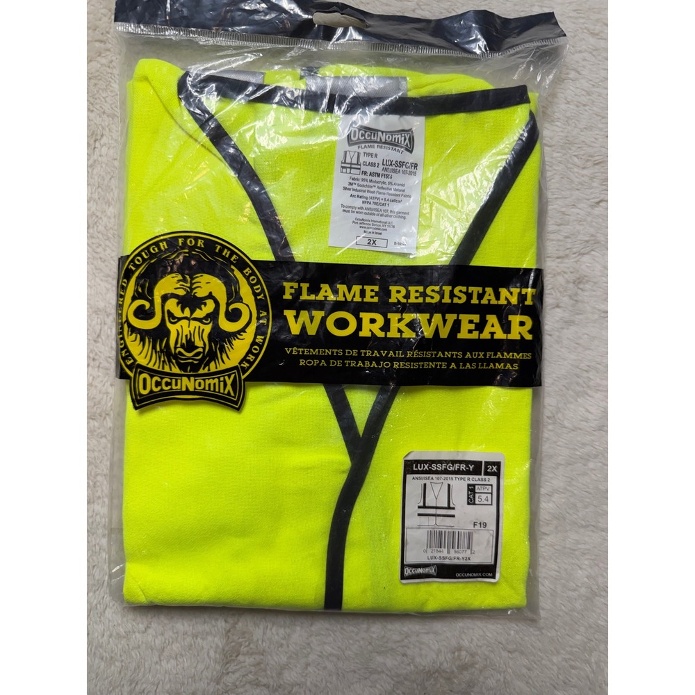 OccuNomix LUX-SSFG/FR-Y Flame Resistant Safety Vest ANSI Class 2 2X HiVis Yellow